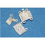 Clasp Square 2 strand with Flower Silver 12x11mm ea
