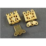 Clasp Square with Star 3 Strand Gold 14x10mm ea