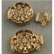 Clasp Filigree Round 5 Strand Gold 22mm ea