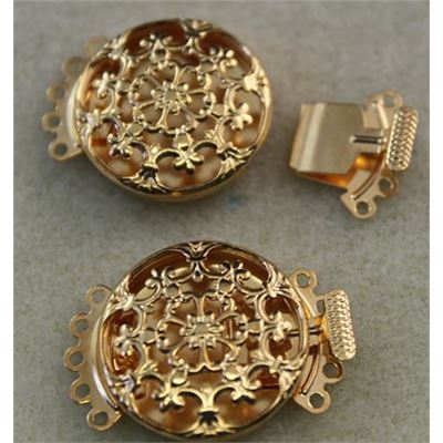 Clasp Filigree Round 5 Strand Gold 22mm ea