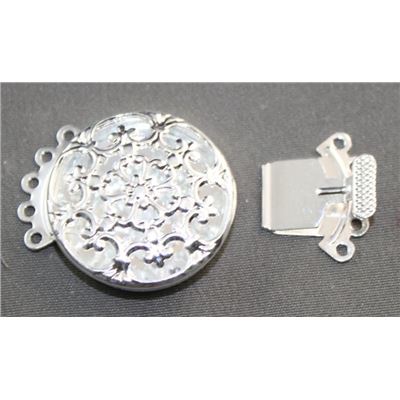 Clasp Filigree Round 5 Strand Silver 22mm ea