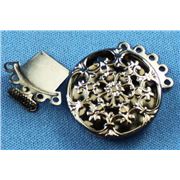 Clasp Filigree Round 5 Strand Black Nickel 22mm ea