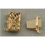 Clasp Push Pull 3 Strand Rectangle Gold 13x22mm ea