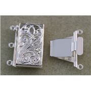 Clasp Push Pull 3 Strand Rectangle Silver 13x22mm ea