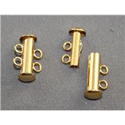 Slide Clasp 2 Strand Gold 15mm ea