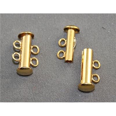 Slide Clasp 2 Strand Gold 15mm ea