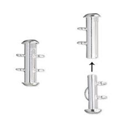 Slide Clasp 2 Strand Silver 15mm ea