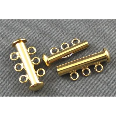 Slide Clasp 3 Strand Gold 20mm ea