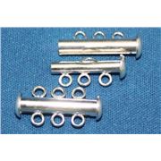 Slide Clasp 3 Strand Silver 20mm ea