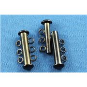 Slide Clasp 3 Strand Black Nickel 20mm ea