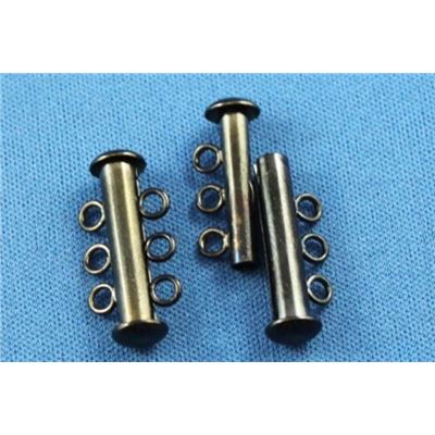 Slide Clasp 3 Strand Black Nickel 20mm ea