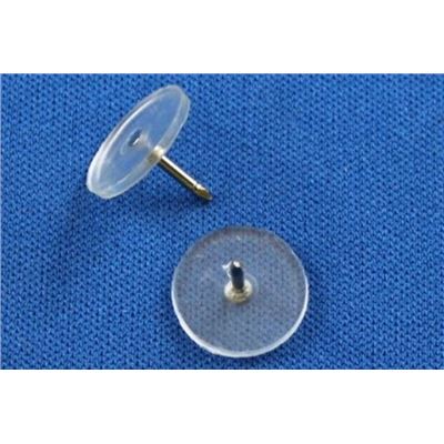 Tie Pin Plastic Disc Clear/Nickel 11mm ea