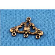 Three Hole Filigree End Bar Antique Copper  ea