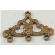 Three Hole Filigree End Bar Antique Brass  ea