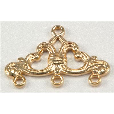 Three Hole Filigree End Bar Gold  ea
