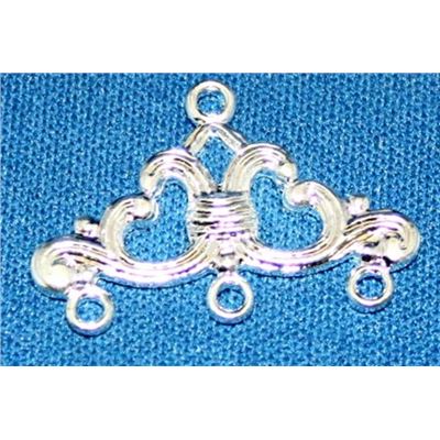 Three Hole Filigree End Bar Silver  ea