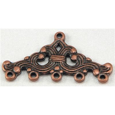 Five Hole Filigree End Bar Antique Copper  ea