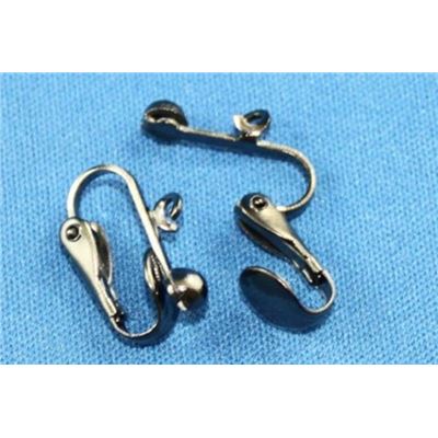 Earrings  Clip On with Drop (per pair) Black Nickel  ea