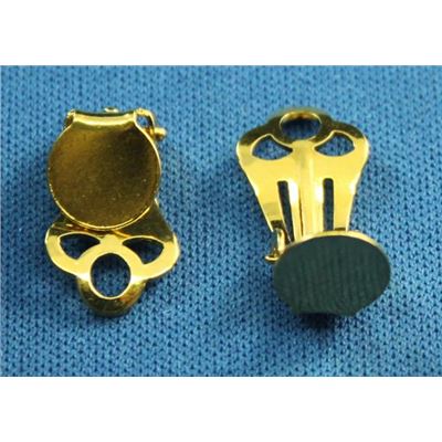 Earrings  Clip On with Drop Flat Circle (per pair) Gold 7mm ea