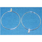Earrings  Creole Notched Hoop (each) Silver 50mm ea