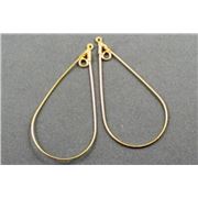 Earrings  Creole Tear Drop with loop Small (each) Gold 45mm ea