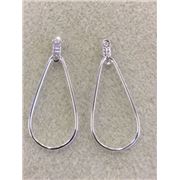 Earrings  Creole Tear Drop with loop Small (each) Silver 45mm ea