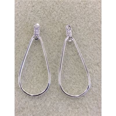 Earrings  Creole Tear Drop with loop Small (each) Silver 45mm ea