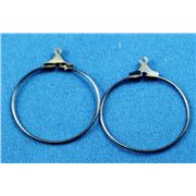 Earrings  Creoles (each) Black Nickel 25mm ea