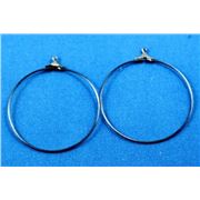 Earrings  Creoles (each) Black Nickel 40mm ea