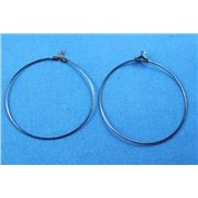 Earrings  Creoles (each) Black Nickel 50mm ea