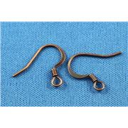 Earrings  Flat Hooks (per pair) Antique Copper  ea