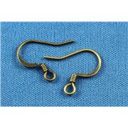 Earrings  Low Allergenic Flat Hook (per pair) Antique Brass  ea