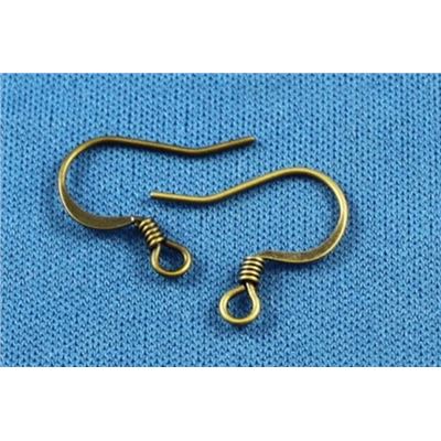 Earrings  Low Allergenic Flat Hook (per pair) Antique Brass  ea
