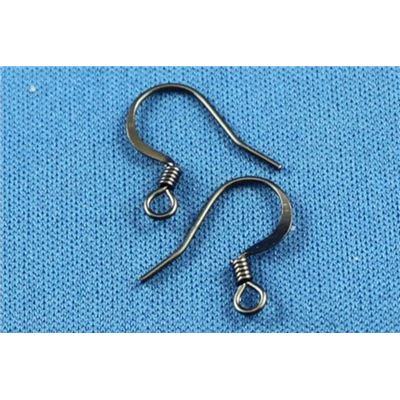 Earrings  Low Allergenic Flat Hook (per pair) Black Nickel  ea