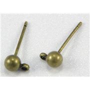 Earrings  Ball Stud with Bail (per pair) Antique Brass 4mm ea