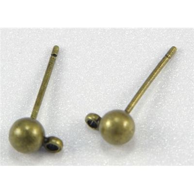 Earrings  Ball Stud with Bail (per pair) Antique Brass 4mm ea