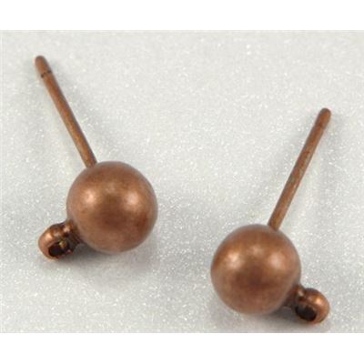 Earrings  Ball Stud with Bail (per pair) Antique Copper 5mm ea