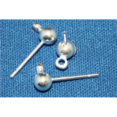Earrings  Ball Stud with Bail (per pair) Silver 4mm ea