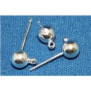Earrings  Ball Stud with Bail (per pair) Silver 5mm ea