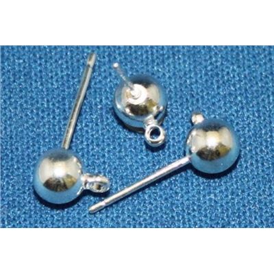 Earrings  Ball Stud with Bail (per pair) Silver 5mm ea