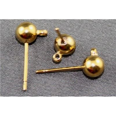 Earrings  Ball Stud with Bail (per pair) Gold 5mm ea