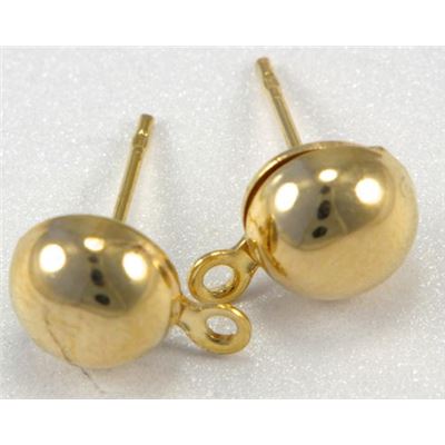 Earrings  Dome Stud (per pair) Gold 8mm ea