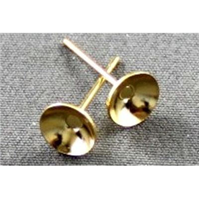 Earring  Glue in Stud Gold 3mm per pair