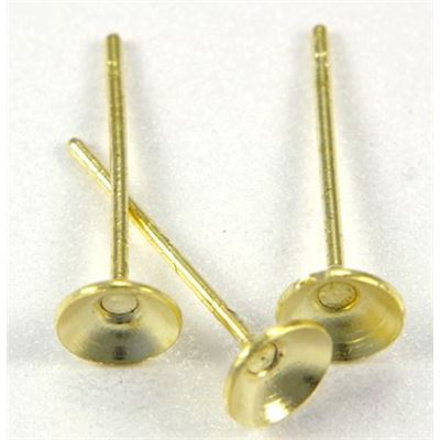 Earring  Glue in Stud Gold 5mm per pair