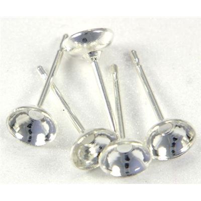 Earring Glue in Stud Silver 4mm per pair