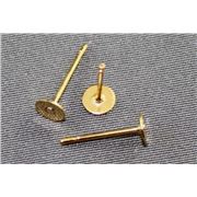 Earrings  Pad Stud (per pair) Gold 4mm ea