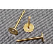 Earrings  Pad Stud (per pair) Gold 6mm ea