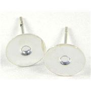 Earrings  Pad Stud (per pair) Silver 5mm ea