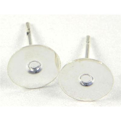 Earrings  Pad Stud (per pair) Silver 5mm ea