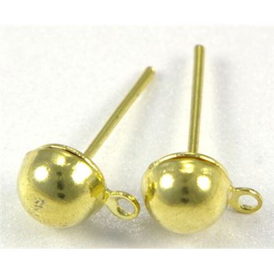 Earrings   Dome Stud (per pair) Gold 6mm ea